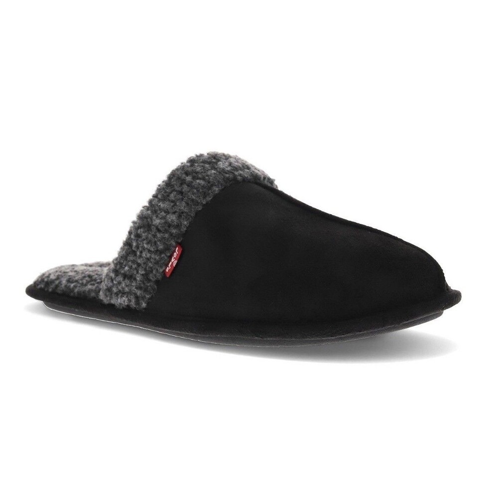 Levi's Men Brixton Slip On Scuff Slippers Size US L 9.5-10.5 Black Faux Suede